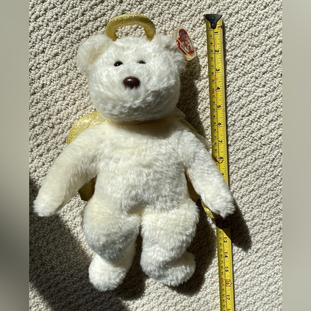 Vintage TY Beanie Buddy Halo II Angel Bear with Gold Wings 2000 New with tag - Picture 6 of 17